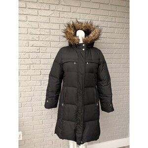 Michael Kors Women’s Black Removable Faux Fur  Hoodie Puffer Coat Size M